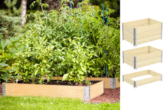 BigDean 3X Palettenrahmen für Hochbeet 80 x 60 x 20 cm = halbe Europalette - Holzrahmen faltbar, steckbar & stapelbar - ideal für Pflanzen, Blumen, Obst, Gemüse & Kräuter image 2