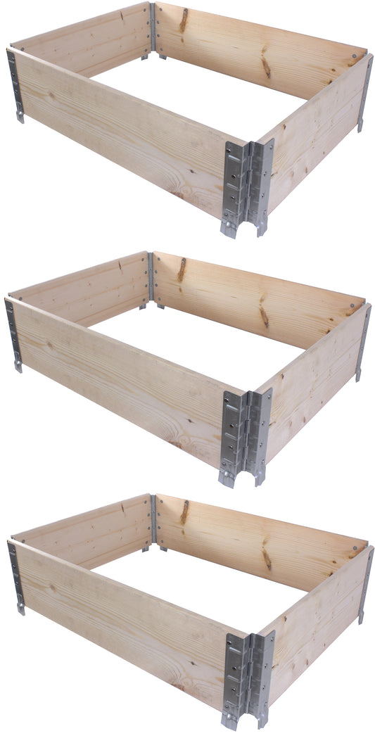BigDean 3X Palettenrahmen für Hochbeet 80 x 60 x 20 cm = halbe Europalette - Holzrahmen faltbar, steckbar & stapelbar - ideal für Pflanzen, Blumen, Obst, Gemüse & Kräuter image 1
