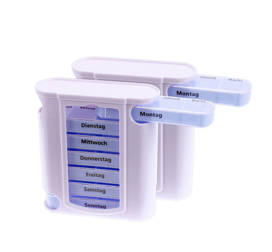 BigDean 2er Set Tablettenbox 7 Tage Wochendispenser Tablettendispenser Woche Medikamentendispenser Tower image 1