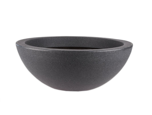 BigDean XXL Pflanzschale Wasserschale Ø 52 cm Höhe ca. 19 cm - Brunnenschale für Miniteich - Stabiler Kunststoff - Anthrazit Stein-Optik - Abfließen möglich - Grabschale image 1