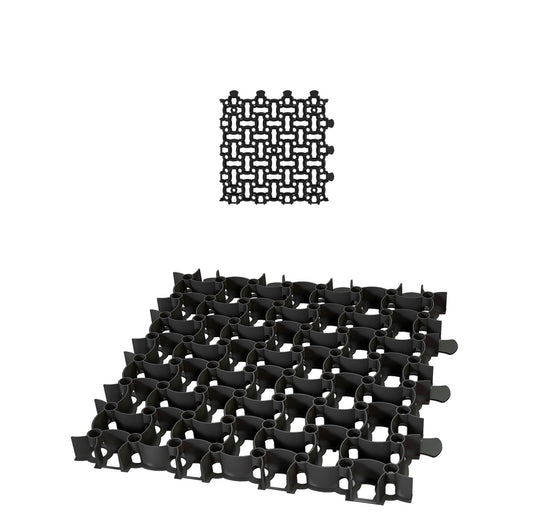 BigDean Rasengitter Paddockplatte SCHWARZ 50x50 cm Reitplatzmatten Rasenmatten Rasenwaben Kiesgitter Parkplatzrasen 0,25 m² image 1