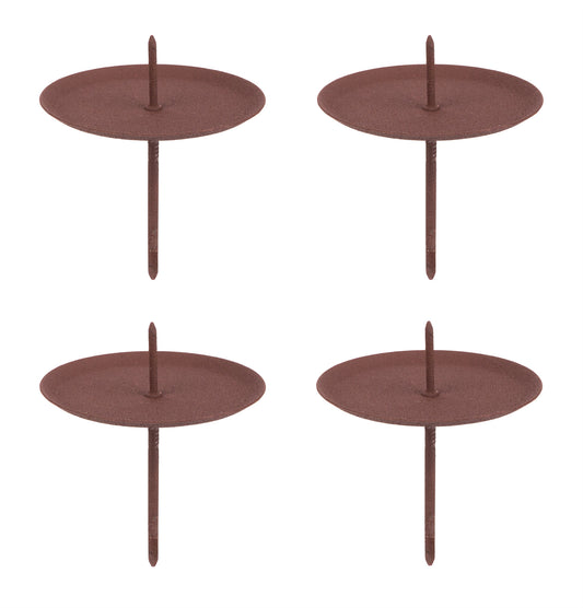 4er Set Kerzenhalter für Adventskranz - Rost-braun - Ø 6cm - Kerzenteller zum Stecken