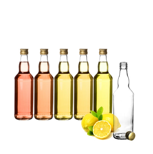 BigDean 6x Glasflaschen 500ml mit Schraubverschluss in Gold - Flasche zum Befüllen von Saft, Likör, Milch &Öl - Milchflasche Saftflasche Ölflasche Schraubflasche image 1