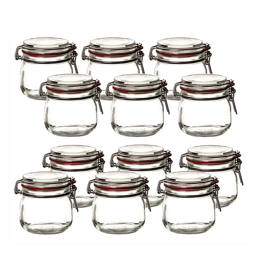 BigDean 12er Set Drahtbügelgläser 600ml - Einmachgläser mit Bügelverschluss - Made in Germany - Einweckgläser, Bügelverschlussgläser, transparent, rund image 1