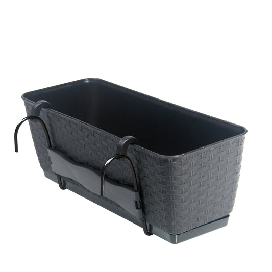 BigDean Blumenkasten Blumentopf Blumenkasten Pflanzkübel Pflanzgefäß Pflanztopf Balkonkasten | ca. 49 x 16 x 17 cm LxBXH| 12 Liter | inkl. Selbstbewässerungssystem Anthrazit image 1