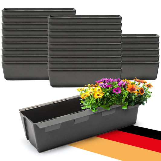 BigDean 24er Set Paletten Blumenkästen - Einsatz - mit Hängesystem zum Einhängen - 37cm anthrazit - Pflanzkasten für Europalette Balkonkasten Blumentopf - aus recyceltem PP-Kunststoff image 1