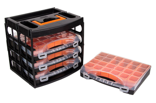 BigDean Sortierkasten Werkzeugkoffer mit 4 herausnehmbaren Schubladen - Sortierkästen Sortierkoffer – Sortimentskasten Schraubenbox - Organizer für Kleinteile - image 2