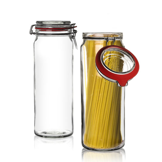 BigDean 6er Set Vorratsgläser 2160ml - Einmachgläser Spaghetti Glas mit Deckel & Bügelverschluss - Made in Germany - Drahtbügelgläser zum luftdichten Aufbewahren, Einlegen & Einkochen - Glas image 1