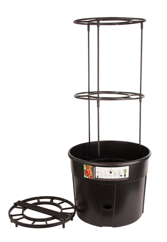 Prosperplast Anzuchttopf für Tomaten mit Rankhilfe – Pflanzkübel aus robustem Kunststoff | anthrazit | wetterfest & UV-beständig | ideal für Garten & Terrasse (39,2 cm) image 1