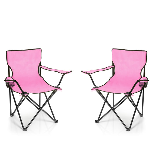 2x Faltstuhl PINK Campingstuhl Anglerstuhl mit Getränkehalter & Tragetasche