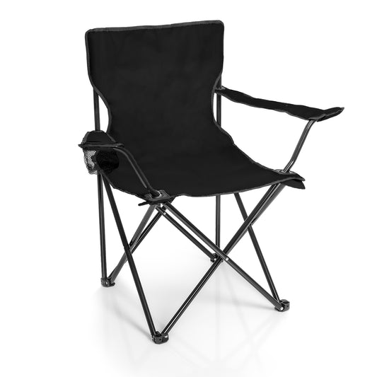 BigDean Faltstuhl SCHWARZ Campingstuhl Anglerstuhl mit Getränkehalter & Tragetasche - Anglersessel klappbar - Klappstuhl Gartenstuhl Faltstuhl Relaxsessel Angelsessel faltbar image 1