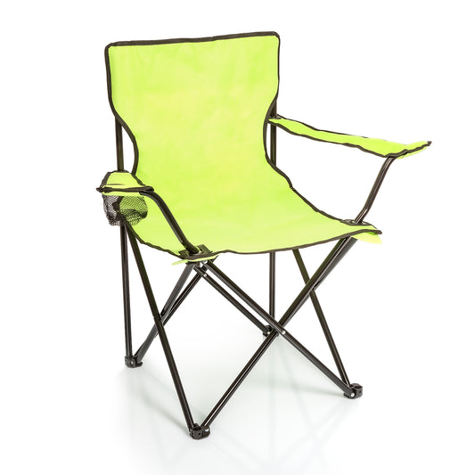 BigDean Faltstuhl HELLGRÜN Campingstuhl Anglerstuhl mit Getränkehalter & Tragetasche - Anglersessel klappbar - Klappstuhl Gartenstuhl Faltstuhl Relaxsessel Angelsessel faltbar