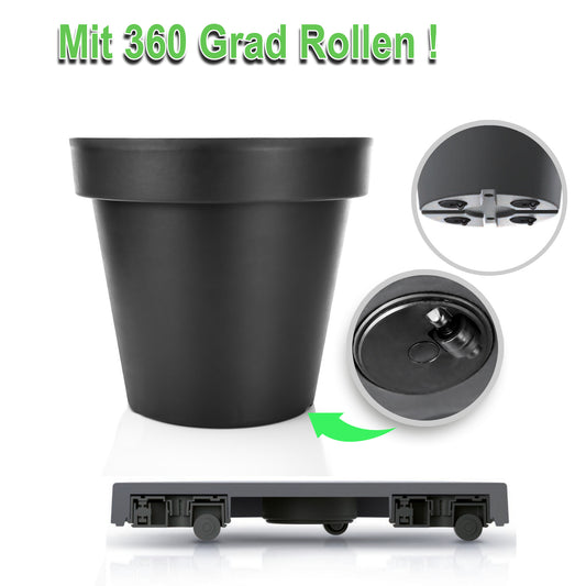 BigDean Blumentopf XXL ø60 cm Classic anthrazit - mit 360 Grad Rollen wiederverschließbarer Wasserablauf - wetterfester Kunststoff - Pflanzkübel groß Außen & Innen geeignet image 2