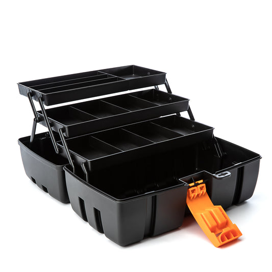 Werkzeugkiste groß mit 3 Laden Werkzeugkoffer leer 36x20x20 cm auch als Angelbox geeignet