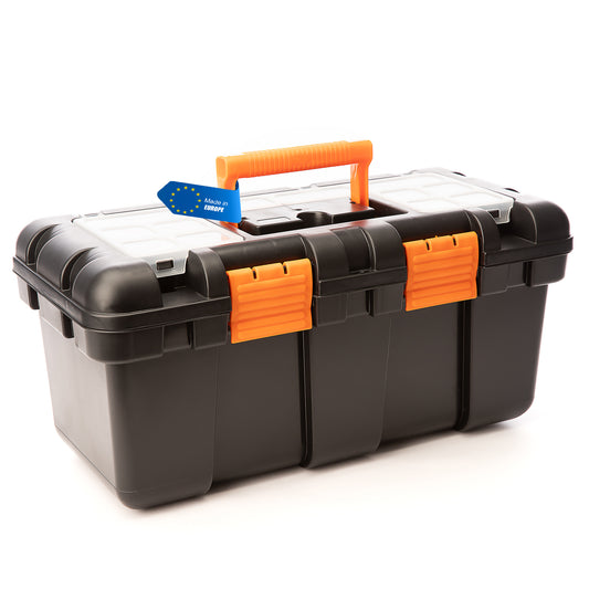 BigDean Werkzeugkoffer leer - 51x25x23cm - aus schlagfestem Kunststoff - Werkzeugkiste mit Innenablage - auch als Angelbox geeignet - Werkzeugkasten für Heim- & Handwerker - Made in EU image 1