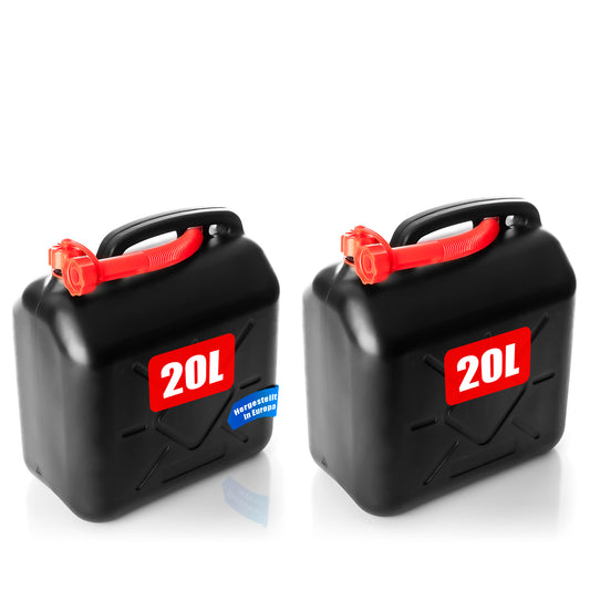 BigDean 2x Benzinkanister 20L mit flexiblem Ausgießer - Kraftstoffkanister für Benzin & Diesel - handlicher Kanister Dieselkanister UN-Zulassung Reservekanister - Made in Europa image 1