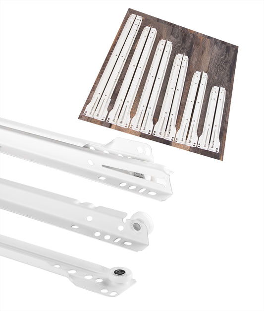 5 Paar Schubladenschienen 250mm - Schubladenauszug weiß - Schienen für Schubladen