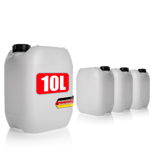 BigDean 4 Stück Wasserkanister 10L mit Schraubverschluss DIN 51 naturweiß - Lebensmittel & Industrie Zulassung - BPA frei lebensmittelecht stapelbar UN-Zulassung - tragbarer Wasserbehälter für Indoor & Outdoor - Made in Germany image 1