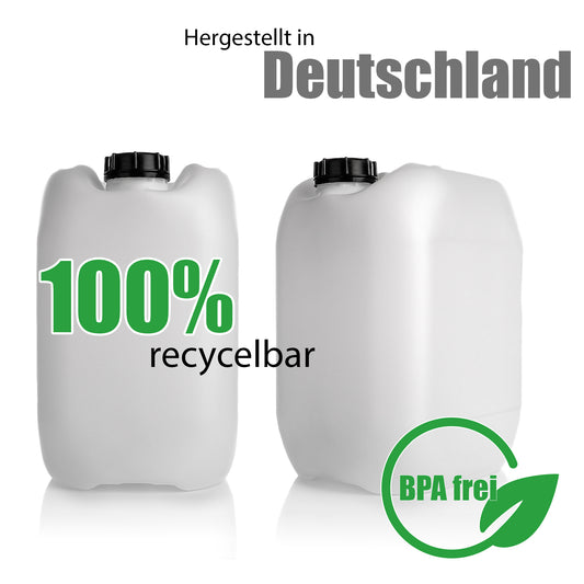 BigDean 4 Stück Wasserkanister 10L mit Schraubverschluss DIN 51 naturweiß - Lebensmittel & Industrie Zulassung - BPA frei lebensmittelecht stapelbar UN-Zulassung - tragbarer Wasserbehälter für Indoor & Outdoor - Made in Germany image 2
