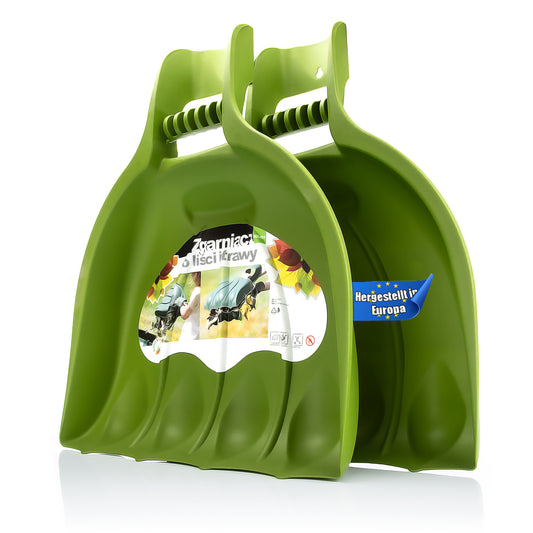 BigDean 1 Paar Laubgreifer in Grün – hochwertiger Laubsammler aus Kunststoff – zum einfachen Laub sammeln – als Laubrechen oder Laubkralle geeignet – Made in Europa image 1