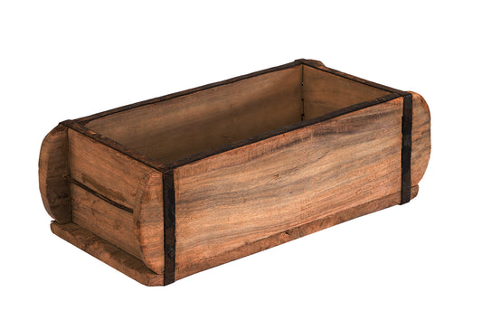 BigDean Alte Ziegelform 32x15x10cm - Ein-Kammer - Vintage Holzkiste mit Metallbeschlägen - Echte, benutze Form aus Indien aus Altholz gefertigt - Jedes Stück ein Unikat image 1