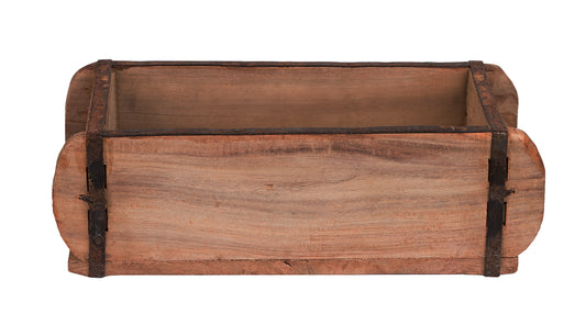 BigDean Alte Ziegelform 32x15x10cm - Ein-Kammer - Vintage Holzkiste mit Metallbeschlägen - Echte, benutze Form aus Indien aus Altholz gefertigt - Jedes Stück ein Unikat image 2