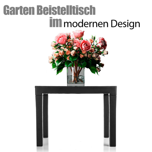 Garten Beistelltisch in Schwarz – wetterfester Campingtisch für In – und Outdoor geeignet – Kunststoff Esstisch Gartentisch Balkontisch – Made in Europa 2