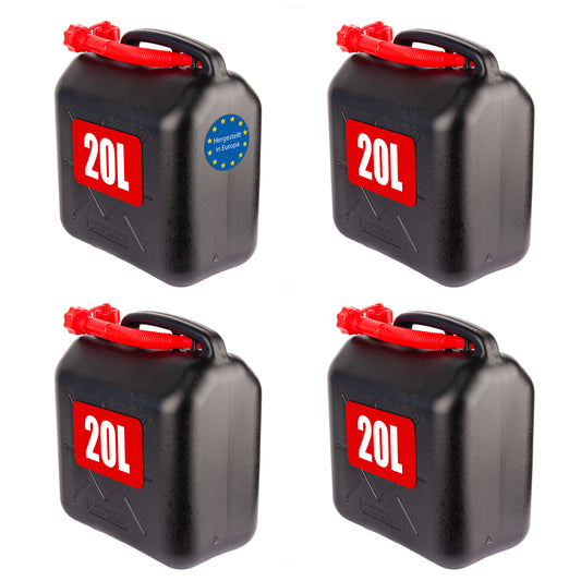 BigDean 4x Benzinkanister 20L mit flexiblem Ausgießer - Kraftstoffkanister für Benzin & Diesel - handlicher Kanister Dieselkanister UN-Zulassung Reservekanister - Made in Europa image 1