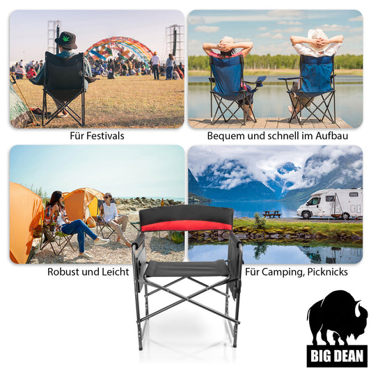 Komfort Campingstuhl in schwarz mit praktischem Klapptisch inkl. Getränkehalter – Camping Sessel 4