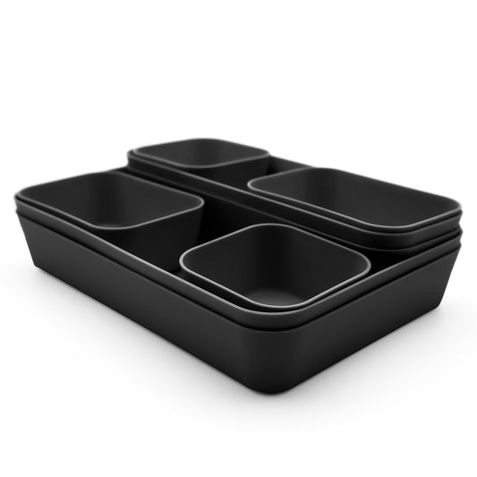 BigDean Schubladen Organizer 8-teilig in Schwarz – individueller Organizer für Büro Küche & Haushalt image 1