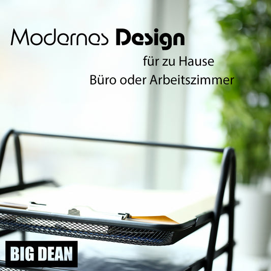 BigDean Briefablage Dokumentenablage ausziehbar schwarz Metall – Ablage Schreibtisch mit 3 Fächer – zuverlässiger Schreibtisch Organizer Ablagefächer Stapelbar Briefablage A4 image 2