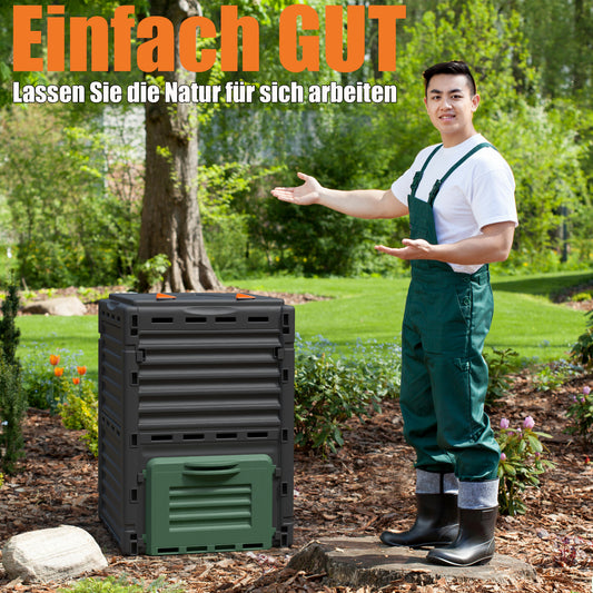 BigDean 2 Stück Komposter Garten 300 Liter – Schnellkomposter aus wetterfestem Kunststoff & Made in Europe image 2