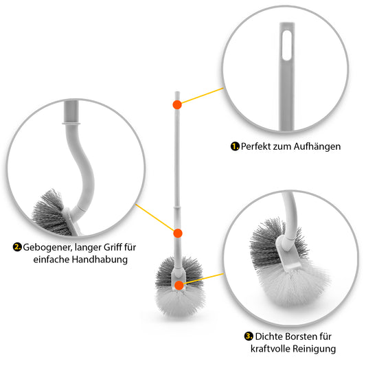 BigDean 2 Stück Klobürste mit Randreiniger – Toilettenbürste mit Klebehaken zum Aufhängen 2