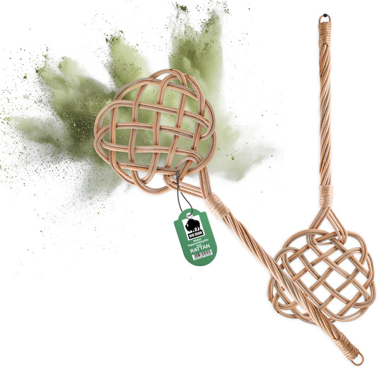 BigDean 2 Stück Teppichklopfer handgefertigt aus Rattan – stabil & robust image 1