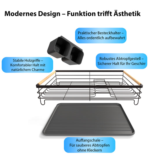 BigDean Abtropfgestell Geschirr aus Metall – platzsparendes Geschirrabtropfgestell mit Besteckkorb 2