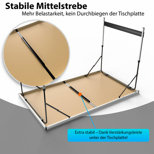 BigDean Multifunktionstisch klappbar + Stabiler Mittelstrebe 100x60 cm - höhenverstellbarer Campingtisch & Klapptisch – max. 30 kg belastbar image 2