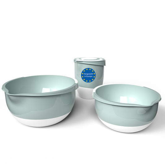 BigDean 3er Set 3,5 Liter & 2 Liter Rührschüssel & Quirltopf mit Spritzschutz lebensmittelecht spülmaschinengeeignet – Made in Europe image 1
