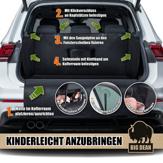 BigDean Universelle Kofferraum Schutzmatte mit Seiten- und Stoßstangenschutz – Schmutz- & Wasserabweisende Kofferraummatte für Hund und Gepäck image 2