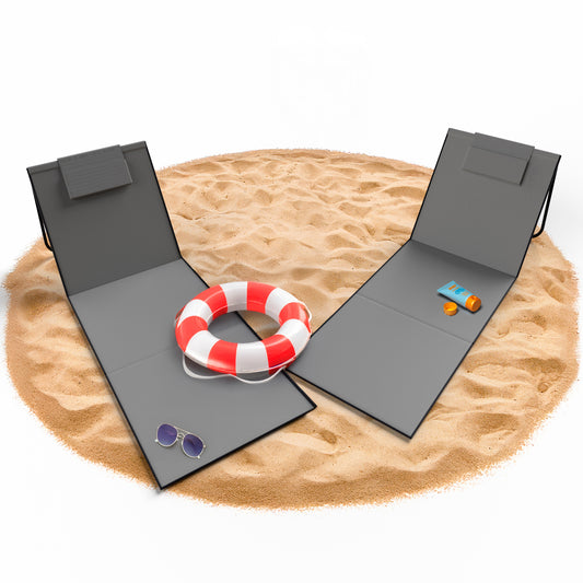 BigDean Strandliege 2er Set Strandstuhl klappbar leicht nur 1,3 kg - Strandmatte tragbar und gepolstert image 1