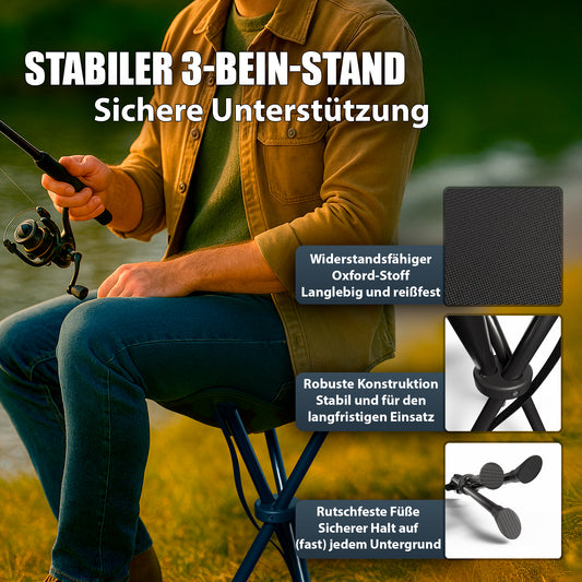 Campinghocker faltbar & ultraleicht - robuster Dreibeinhocker tragbarer Klapphocker 2