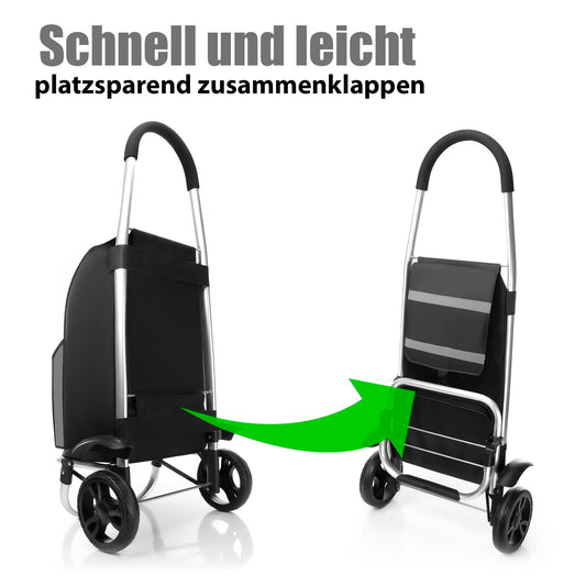 BigDean Einkaufstrolley klappbar mit Kühlfach - auch als Sackkarre nutzbar - Einkaufswagen mit extra großen Reifen image 2