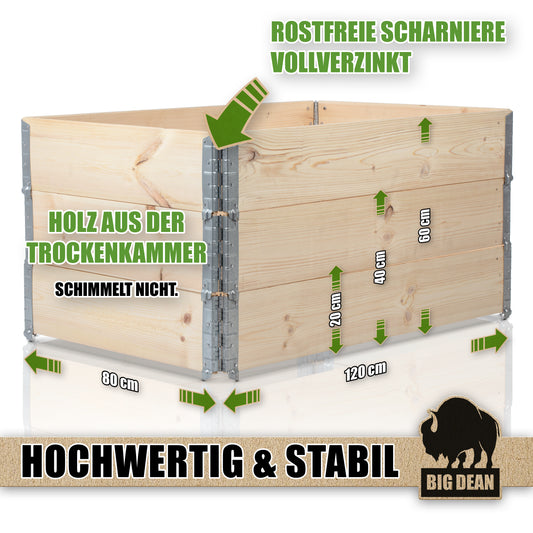 3 Stück Hochbeet für Garten Holz Beet Hochbeete-Kit Palettenrahmen 120x80cm image 2