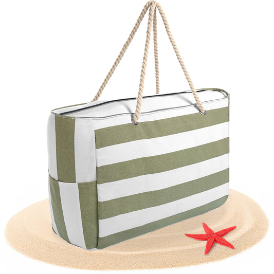 BigDean Strandtasche XXL große Badetasche mit Reißverschluss Schwimmbad Tasche Saunatasche Einkaufstasche Umhängetasche image 1