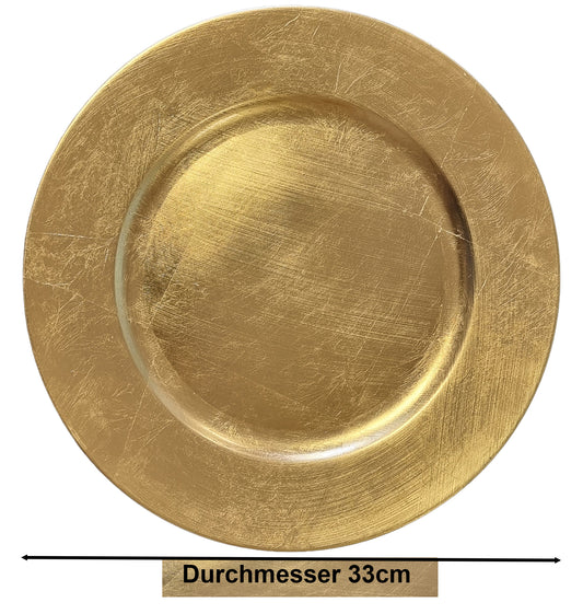 BigDean Platzteller 6 Stück Dekoteller Event Teller Unterteller Antik - Gold - farbend 33cm Kunststoff Tischdeko image 2
