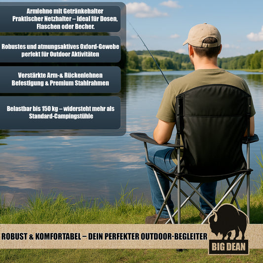 BigDean 2er Set Campingstuhl extra hohe Lehne max. 150kg belastbar Faltstuhl Anglersessel Klappstuhl Klappsessel Campingstuhl faltbar Angelstuhl Campingstühle Gartenstuhl image 2