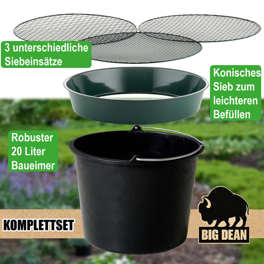 Gartensieb aus Metall mit 3 Maschenweiten 6,4 mm/9,5 mm/12,7 mm - Erdsieb rund Sandsieb Ø 37 cm Höhe 8 cm - Garten Sieb Steinsieb Kompostsieb (1 Stück Bundle) image 2