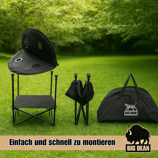 BigDean Campingtisch faltbar 4 Getränkehalter 2fache Ablage Camping Tisch Campingtisch klein inkl. T 2