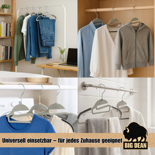 BigDean 20 Stück Kleiderbügel platzsparend antirutsch grau Kleiderbügel Kunststoff - robuste Bügel Hangers Clothes Kleiderbügel rutschfest Hangers Platzsparender Kleiderbügel image 2