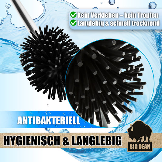 BigDean Silikon Klobürste – Silikon WC Bürste im 4er Set | Toilettenbürste Silikon Schwarz | WC Bürste Silikon Ersatzbürste – Flexibel, Antibakteriell & Hygienisch | Schnelltrocknend & Spritzfrei image 2