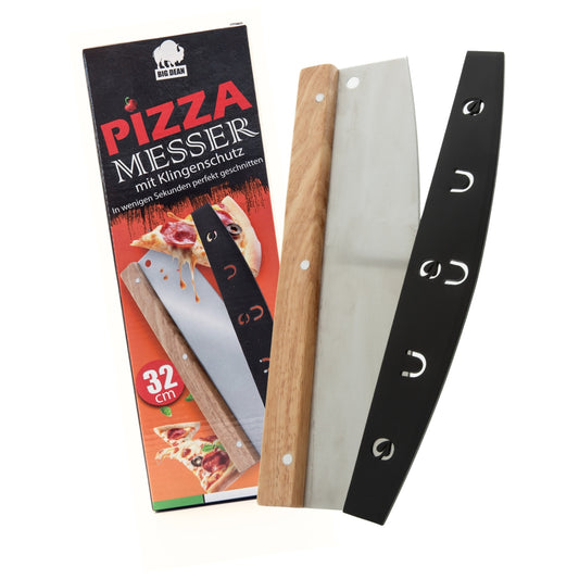 BigDean Pizzamesser mit Klingenschutz 32cm Edelstahlklinge - Pizza Wiegemesser Pizzaschneider Pizza Zubehör Pizza Schneider image 1